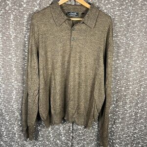 Marcello Italian‎ Brown Button Up Long Sleeve Polo Shirt